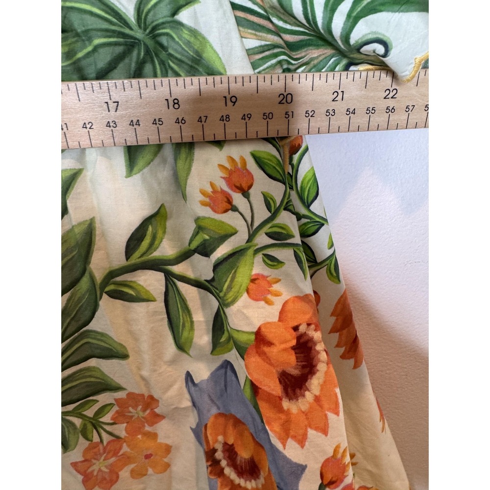 Farm Rio Blouse Womens XL White Floral High Neck Flutter Sleeve Anthropologie - Picture 4 of 12